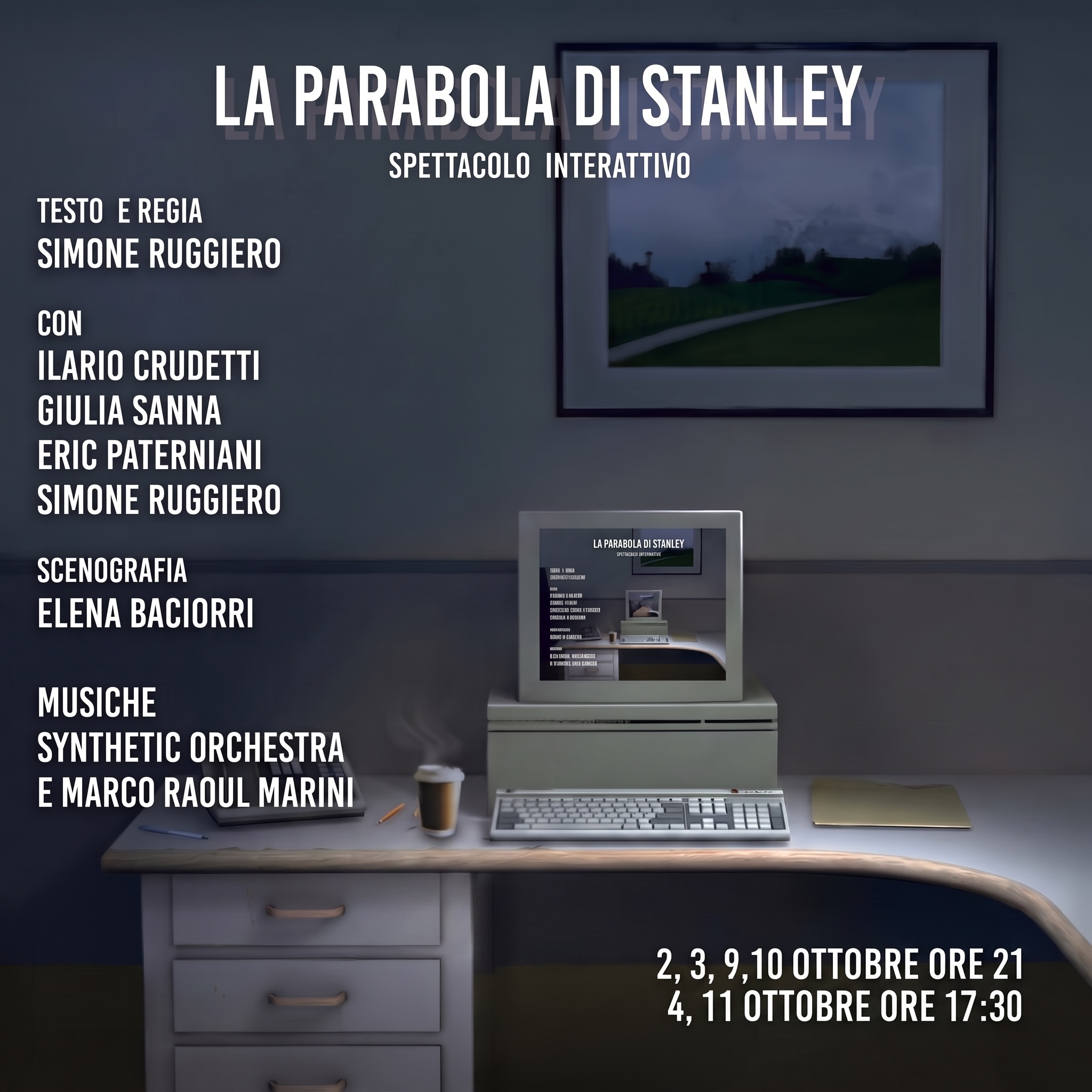 Locandina La parabola di Stanley, spettacolo interattivo di Simone Ruggiero, Teatro degli Audaci Off, ottobre 2026